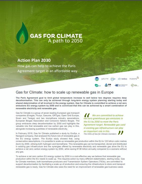 GAS FOR CLIMATE ACTION PLAN: A TO DO LIST The Action Plan puts forward a to do list for businesses and policy makers, e.g.: 1.