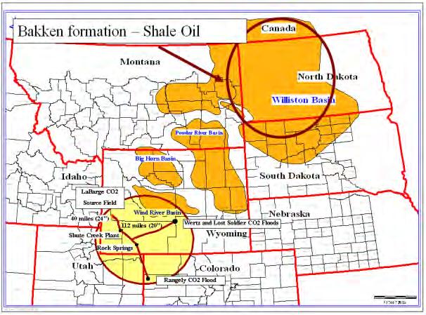 Shale Oil Bakken, Wolfcamp Ten CO 2 Recovery Methods used for Tertiary Oil Recovery in the United States 1. Conventional WAG Recovery (90%+) 2. Residual Oil Zone (ROZ) (Seminole) 3.