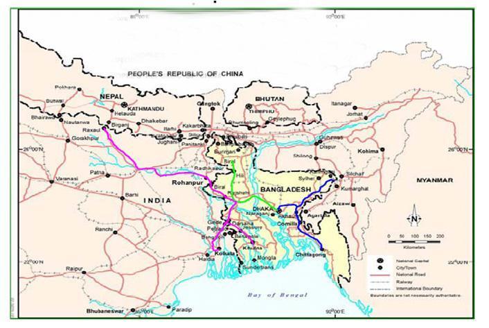 Map-1: Bangladesh, Nepal, Bhutan and NE-India Location in