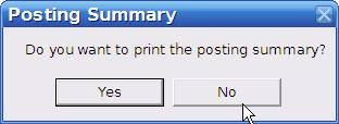 Figure: Confirmation for printing the posting summary Figure: Invoice Posting