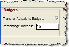 827) Enter percentage of increment in the balance/actual amount transferred to budget amount (this