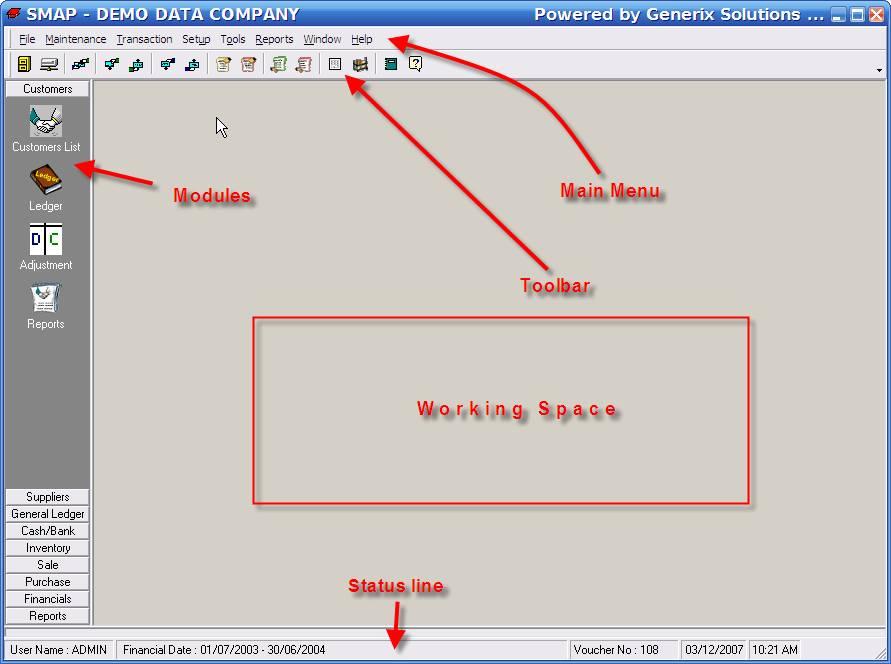Figure: Main screen of SMAP 3.6.1) SMAP Software Modules SMAP software is very user-friendly.
