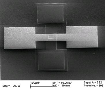 An experiment was conducted to determine the specific contact resistivity, ρ c, for p-type (~1 mohm-cm) poly-si 0.4 Ge 0.6 deposited onto TiN-coated Al-2%Si.