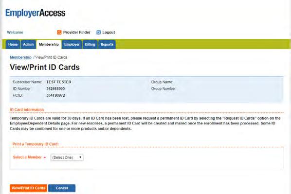Request ID Cards or Materials Choose the member who needs the ID card. Then, select the Submit button.