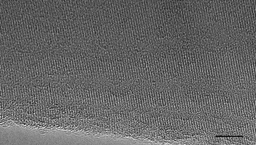 S5 Figure S1 TEM image of a Au-catalyzed, SiCl4-grown, nanowire. The scale bar is 5 nm.