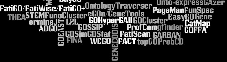 See http://www.geneontology.org/go.tools.shtml Some recommended tools DAVID GSEA BIOBASE (Whitehead has license) BiNGO (uses Cytoscape) GoMiner: http://discover.nci.nih.