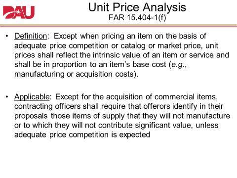 Unit Price Analysis.