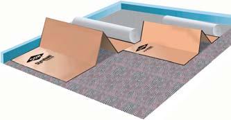 (light-coloured) Install STYROFOAM Brand RECOVERMATE CR Insulation over entire surface of old roof, on top of existing membrane.