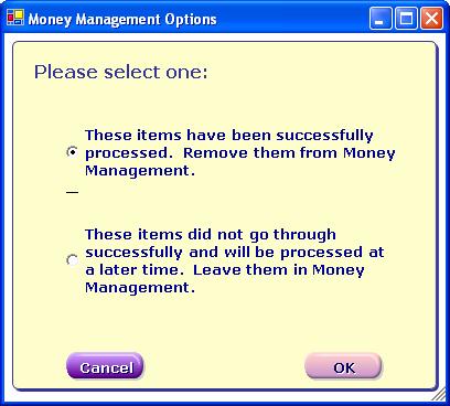 You are returned to the Options screen to process any remaining payments. Select the next payment type and then click Next.