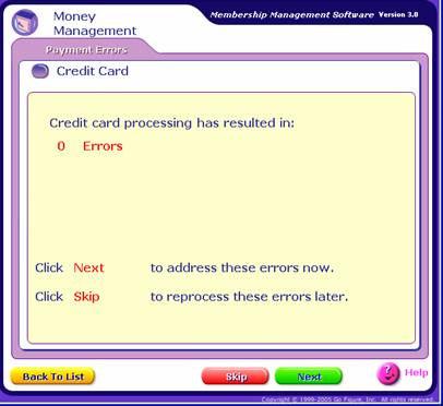 12. This screen displays if there were any errors with your credit card processing.