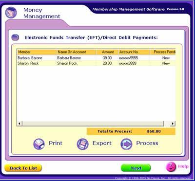 Click Next to return to the Options screen to process any EFT payments. 14.