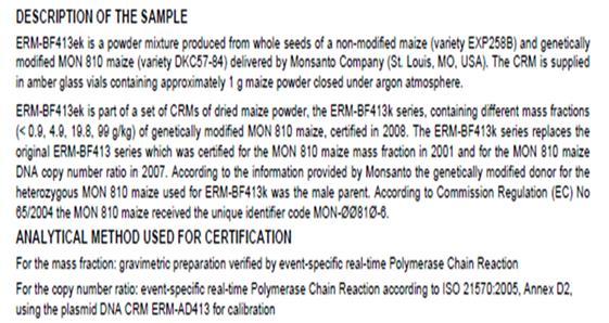 IRMM -CRM certificate