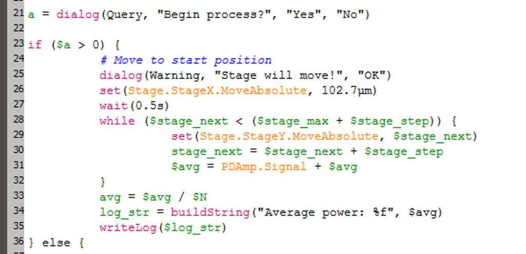 Control & Process Flow Sequences The script language is very easy to learn and allows for a clean layout of sequential processes, that are easy to maintain and modify.