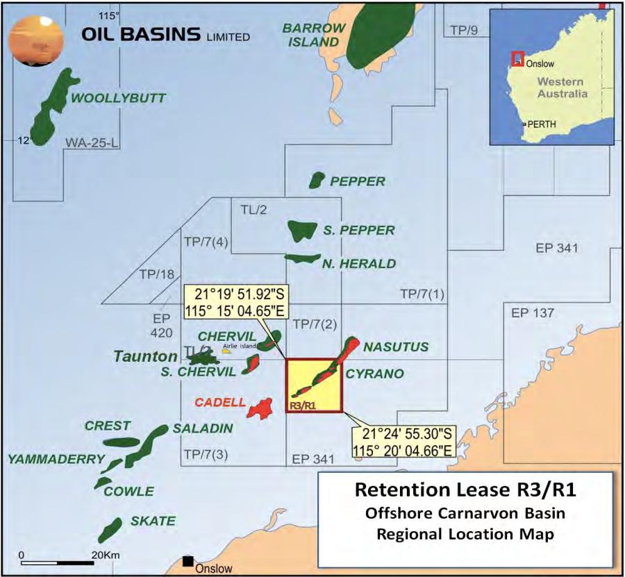 Carnarvon Basin, Western Australia Retention Lease R3 / R1 (Cyrano) Cyrano has Contingent