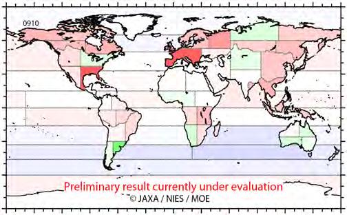 Monthly CO 2 Flux Estimates July 2009 October 2009 (Level 4A data product) 64-regional monthly CO 2 fluxes estimated from ground-based network data* and GOSAT XCO 2 retrievals (currently under