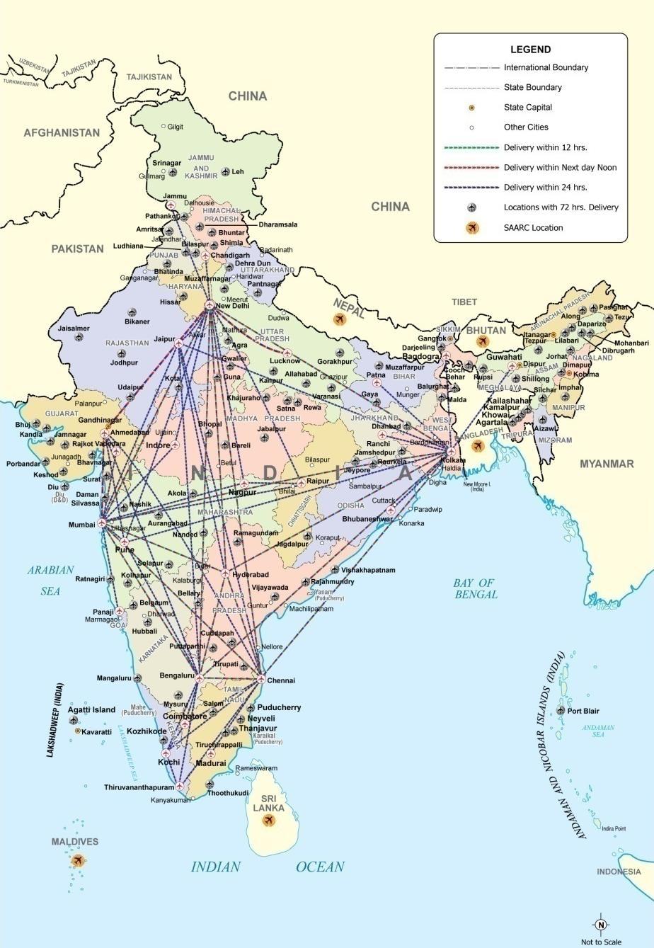 Our Air Network Direct Reach to 28 airports in India Seamless delivery to Tier 2