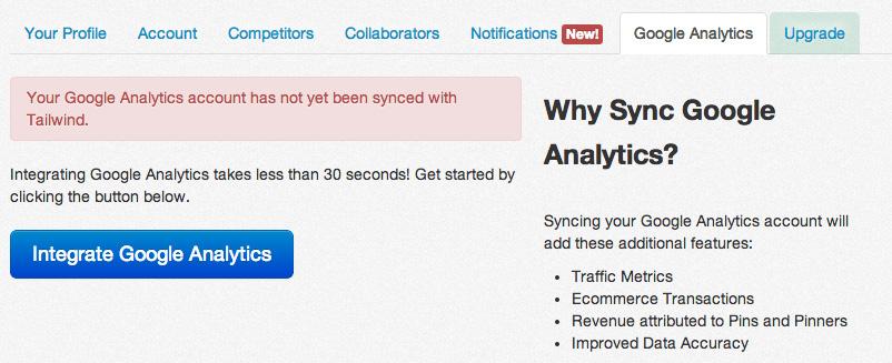 Syncing Google Analytics Syncing Google Analytics with your Tailwind dashboard is
