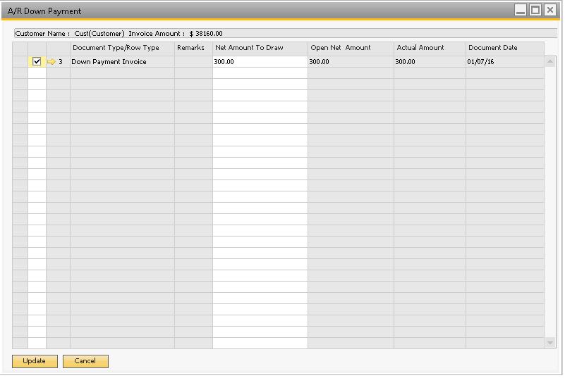 Figure Rental 10.1.3: Process Invoices- A/R Down Payment Let s perform the following steps to process the invoice: 1.