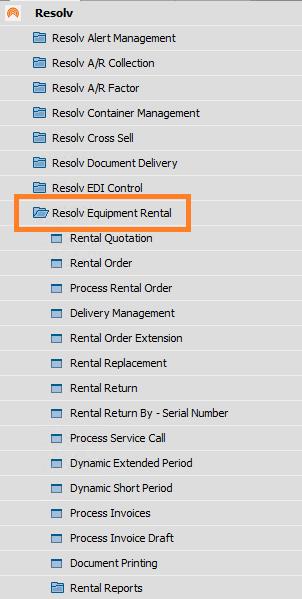 Process Rental Order. Delivery Management. Rental Order Extension. Replacement. Rental Return. Rental Return By Serial Number. Process Service Call. Dynamic Extended Period.