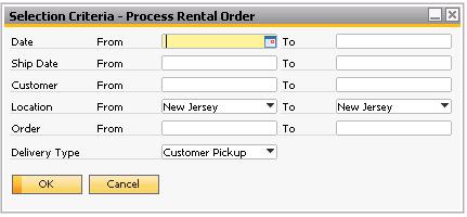 Working with the Process Rental Order form The Process Rental Order module consists of three forms that help to process the Rental Orders, manage partial deliveries and with the selecting of items