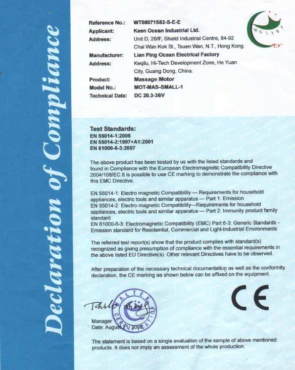 CE certification: Report