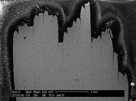 d: Fracture line of a polished R9435 sample Figure 10: Fracture lines of some of the specimens The SEM pictures for R9435 and 9411 samples in figures 9c and 9d show the mode of fracture propagation