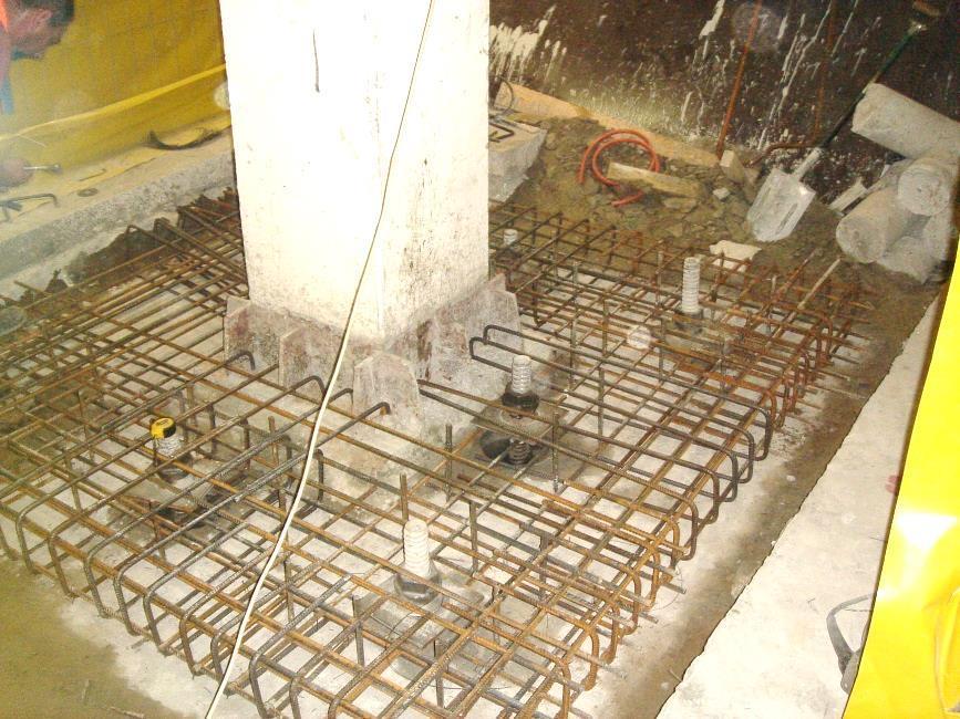 Fig. 4 Micropiles installed in the block of