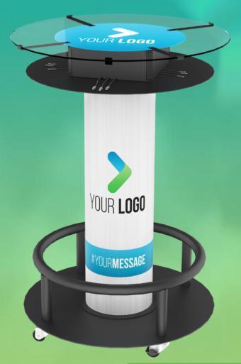 CELL PHONE CHARGING STATION SPONSOR: $6,000 (1 of two remaining) Custom hi-top charging table that charges up to 18 devices at once Custom branding with the messaging of your choice on the entire