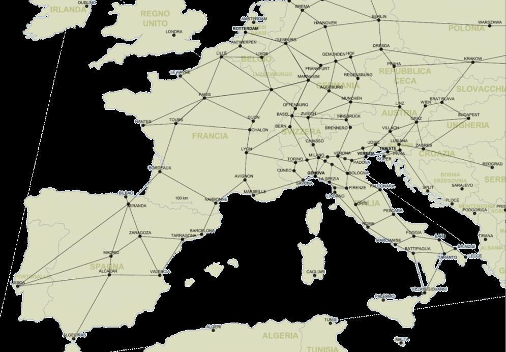 Fig. 3 Railway and road European network The routes have been calculated between the place of origin and the destination for each selected traffic type (e.g. road, rail, ship etc.