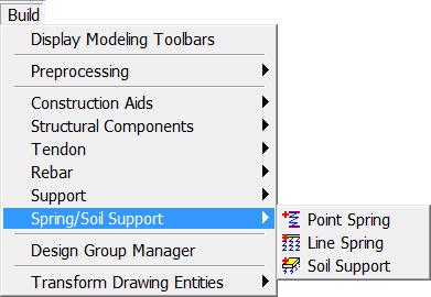 Chapter 3 QUICK START 3.3.4 Defining the Soil Support Soil supports defined as point, line or area springs can be added to the model from the FEM Supports and Spring Creation toolbar.