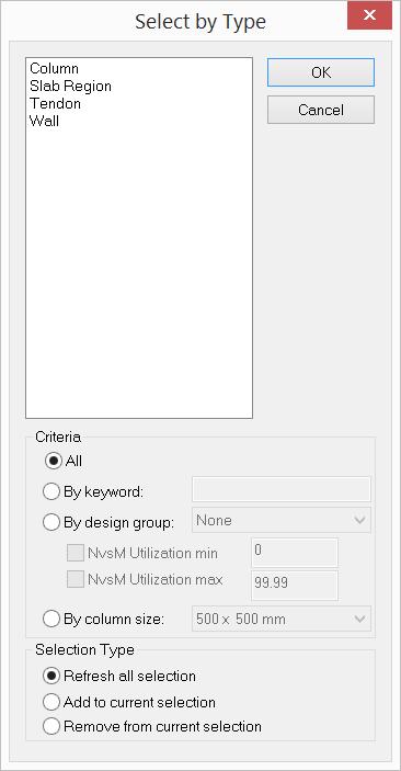 USER INTERFACE Chapter 4 chosen in the list will be selected, or removed from selection, depending on the option chosen. FIGURE 4.6-4 SELECT BY TYPE DIALOG Select All.