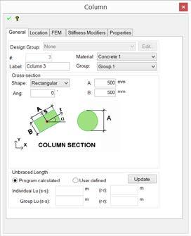 ADAPT-MAT 2010 RC TUTORIAL (US units) Chapter 6 FIGURE 6.4-5 TOP-FRONT-RIGHT VIEW WITH TRANSFORMED COLUMN AND COLUMN DIALOG o Select the menu item Settings Drawing Layers, to open Layers dialog box.