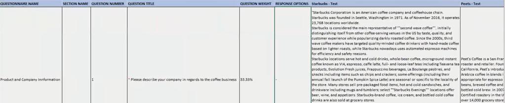 5b: Exporting Questionnaire Responses for Offline Evaluation in Excel This page provides an alternate way to review Supplier responses by exporting Questionnaire responses and reviewing them offline