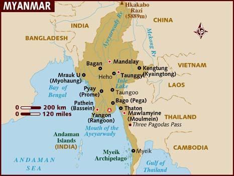 Transportation Development - Myanmar Myanmar lacks adequate infrastructure. Goods travel primarily across the Thai border and along the Irrawaddy River.