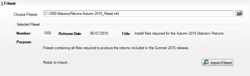 02 Importing Files and Definitions 4. Highlight the file then click the Open button. Alternatively, double-click the required MFS file to return to the Import Fileset page.
