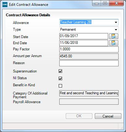 Alternatively, highlight an existing Allowances record then click the Open button to display the Edit Contract Allowance dialog. a. Ensure that the applicable Allowance is selected from the drop-down list.