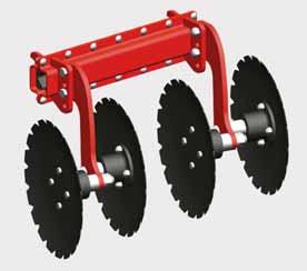 The tines can be adjusted in 3 positions and are particularly suitable for light to medium soils and low levels of crop residues.