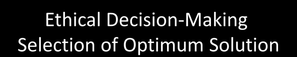 Ethical Decision-Making Selection of Optimum START Analysis development Selection of Optimum What are the potential consequences of my solutions?