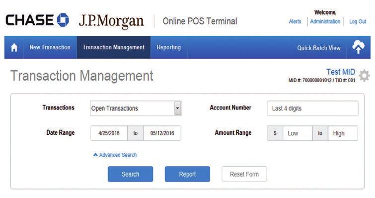 QUICK REFERENCE GUIDE ONLINE POS TERMINAL 25 REPORTING (UNDER THE TRANSACTION