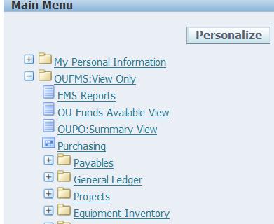 OUPO Summary View Document ID: PO0020 NAVIGATE TO THE PURCHASE ORDER SUMMARY WINDOW 1. Click OUFMS View Only. 2. Click OUPO Summary View.