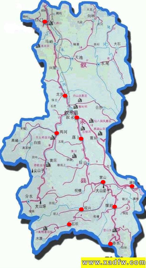 GOLD STANDARD PASSPORT Figure 3 Map of Xuyong County (11 red circles stand for 11 project towns) All the targeted villages and bio-digesters are in the 11 towns (see red circles above).