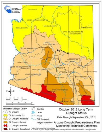 Category No Drought D0 - Abnormally Dry D1 Moderate Drought D2 Severe Drought D3 Extreme Drought D4 Exceptional Drought Figure 12. Long-term drought status Oct. 2012 Figure 13.