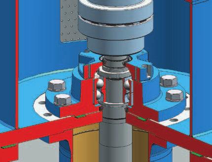 Ball bearing construction axial loads on the pump shaft.