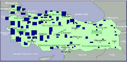 Distribution of slaughterhouses in Turkey