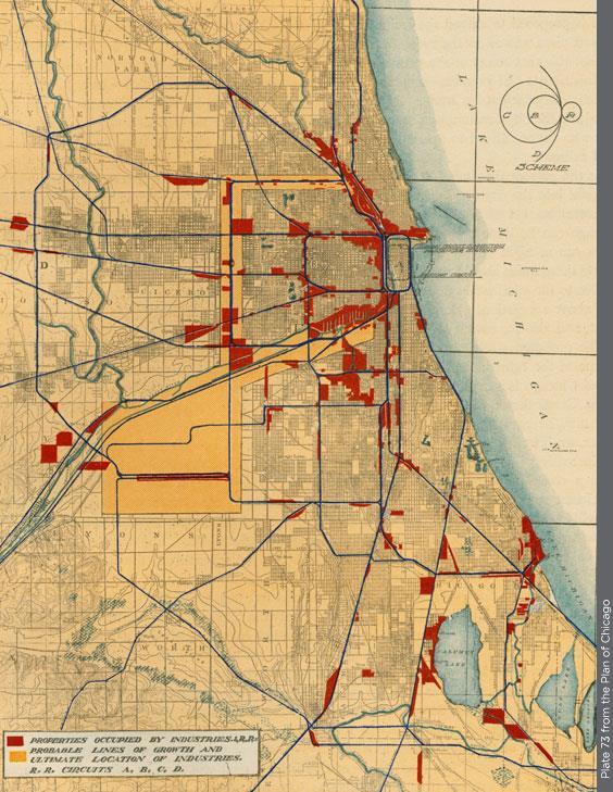 Burnham 1909: Business was almost paralyzed Consolidate existing track, served by concentric rail belts Circulate goods to downtown via (existing)