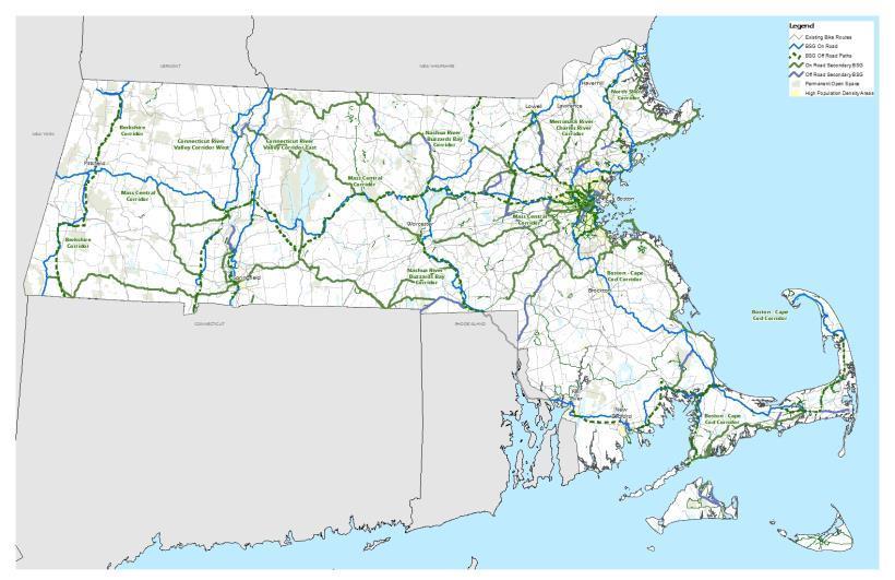 State Bicycle Transportation Plan Bay State Greenway 7 regional bicycle corridors On- and