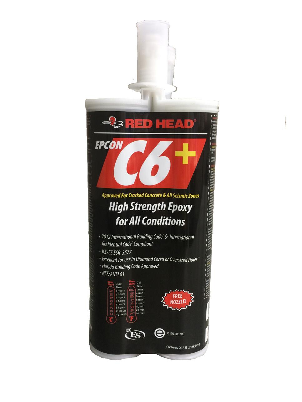 ADHESIVE ANCHORING SPECIALISTS C6+ High Strength Epoxy for All Conditions DESCRIPTION/SUGGESTED SPECIFICATIONS* One product for most environmental conditions and weather conditions Design and use