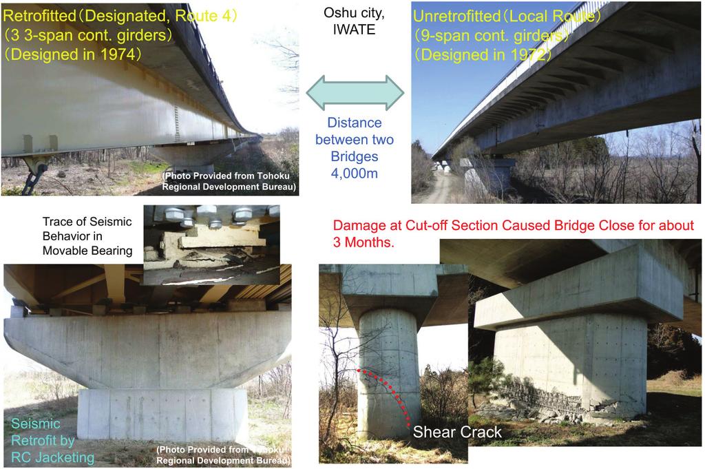 BRIDGE DAMAGE DUE TO GROUND MOTION Damage of Unretrofitted Bridges Designed in Accordance with Pre-1980 Design Specifications Intensive damage due to the ground motion was developed in many