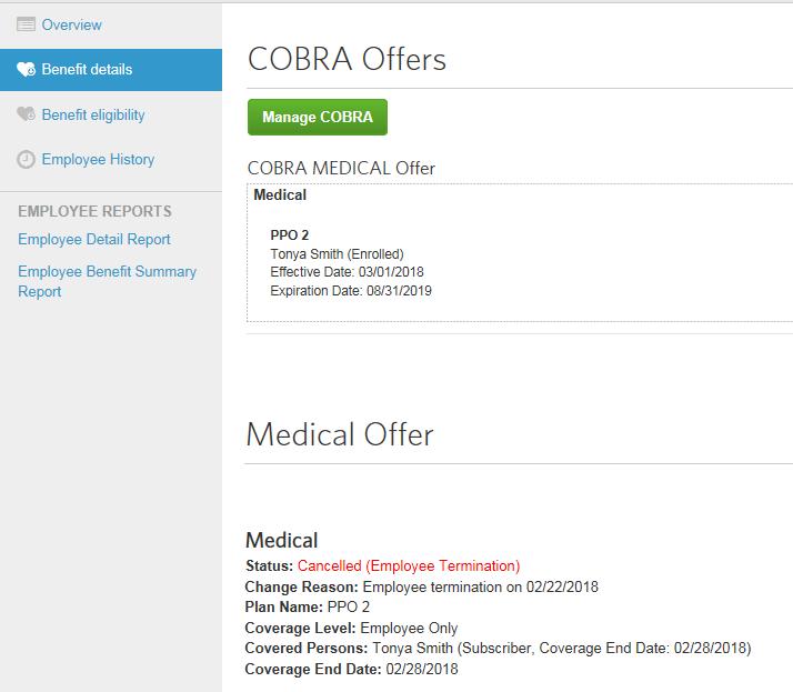 eenrollment Functionality 50 Enroll Terminated Employee in COBRA (cont.