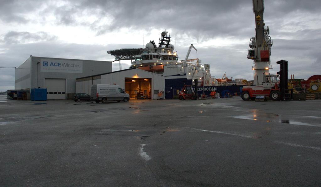 Karmsund Base and Facilities Services from Karmsund: Mobilisation and de-mobilisation of ACE Hire Equipment fleet Comprehensive survey reports Service and maintenance of ACE and third party deck